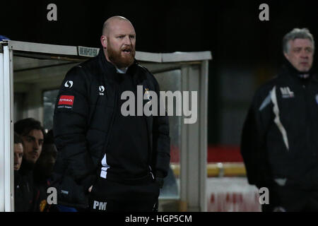 Romford Manager Paul Martin in Romford Vs Thamesmead Town, Ryman League Division 1 Norden Fußball im Schiff Lane am 11. Januar 2017 Stockfoto