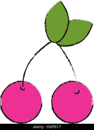 Kirschen Obst Symbol auf weißem Hintergrund. Vektor-illustration Stock Vektor