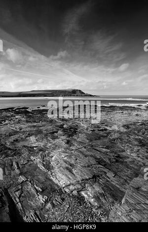 Zerklüftete Küste, Padstow Bay, Padstow Stadt, Grafschaft Cornwall, England, UK Stockfoto