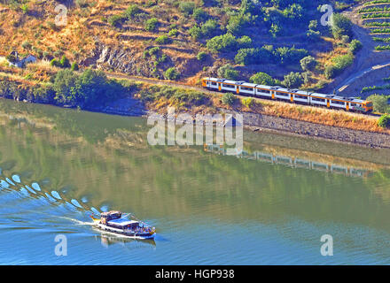 im Douro-Tal Portugal trainieren Stockfoto