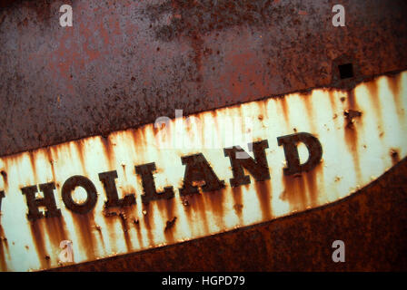 Rusty Holland Zeichen auf Rückseite des alten Maschine, Tyrone, Queensland, Australien. Stockfoto