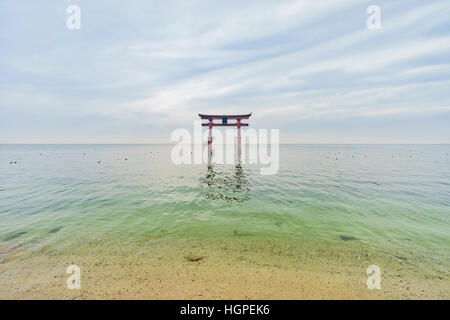 Das Torii im Biwa-See, Shirahige-Schrein in Japan Stockfoto