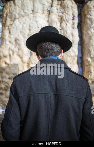 Chassidischen Juden beten an der Klagemauer, Jerusalem, Israel, Nahost, Asien Stockfoto