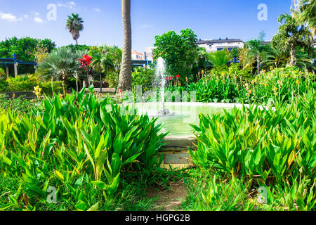 Parque Urbano de San Juan. Ein Brunnen im San Juan Park in Telde, Gran Canaria Stockfoto