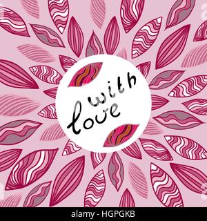 Grußkarten für Valentine s Day. Mit Liebe. Vektor-Illustration. Stock Vektor