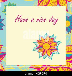 Postkarte mit Hand gezeichneten Blume und Text-Probe. Vektor-Illustration. Stock Vektor