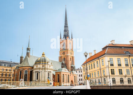 Stockholm, Schweden. Das Gebäude des Riddarholm Kyrka oder Riddarholm Kirche, die Grabstätte des schwedischen Monarchen auf der Insel Riddarholmen im Sommer Stockfoto