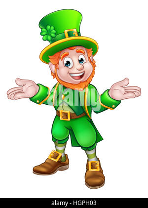 Einen niedlichen Cartoon Maskottchen Kobold St. Patricks Day Stockfoto