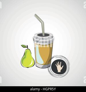 Vektor skizzieren Pappbecher mit Stroh und Birne Stock Vektor