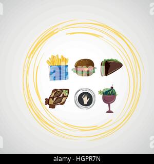 Festlegen der Farbe Vektor Skizzen Symbole von Lebensmitteln Stock Vektor