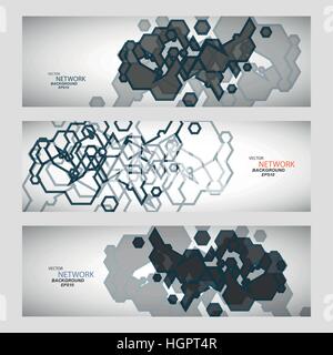 Drei Vektor-Banner mit abstrakten farbigen Formen Stock Vektor