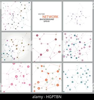 Vektor-Farbe-Netzwerkverbindung und DNA-atom Stock Vektor