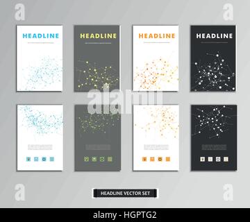 Satz von Vektorgrafiken mit molekularen Hintergrund Stock Vektor