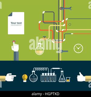 Satz von flachen Design-Ikone für experiment Stock Vektor