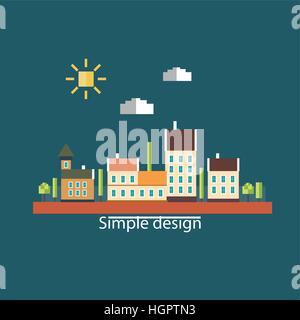 Flache Farbkonturen der Stadtlandschaft Stock Vektor