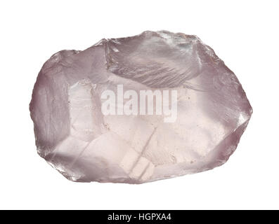 Roh, unbeschnittenen Rosenquarz Kristall isoliert auf weißem Hintergrund Stockfoto