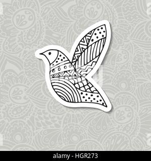 Zentangle stilisierten Vogel. Handgezeichnete Vektor-Illustration. Stock Vektor