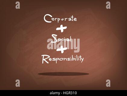 Geschäftskonzepte, CSR-Abkürzung oder Corporate Social Responsibility auf braune Tafel. Stock Vektor