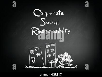 Geschäftskonzepte, CSR-Abkürzung oder Corporate Social Responsibility an schwarzen Tafel. Stock Vektor