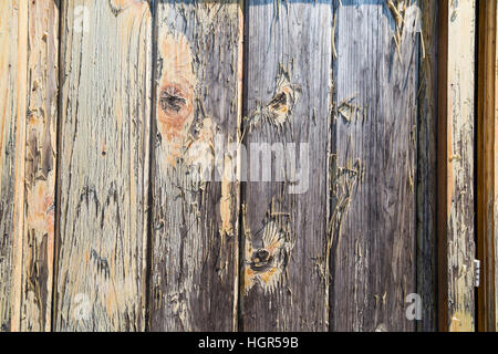 Alten Holzplatten mit Farbe abplatzt Stockfoto