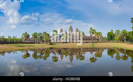 Angkor Wat Tag Zeit Reflexion über das See-panorama Stockfoto