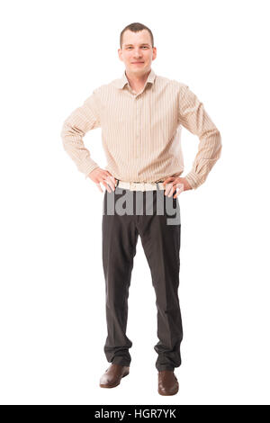 Erfolgreicher Geschäftsmann, Lächeln, Porträt auf weißem Hintergrund Stockfoto