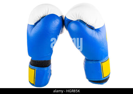 Zwei Boxhandschuhe auf einem weißen Hintergrund isoliert Stockfoto