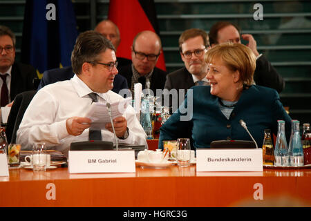 Sigmar Gabriel, BKin Angela Merkel - Treffen der dt. Bundeskanzlerin Mit Den Ministerpraesidenten der Laender, Bundeskanzleramt, 8. Dezember 2016, Ber Stockfoto