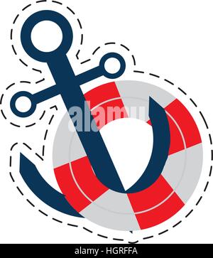 Boje Anker Nautik Reisen maritime Schnittlinie Vektor Illustration Eps 10 Stock Vektor