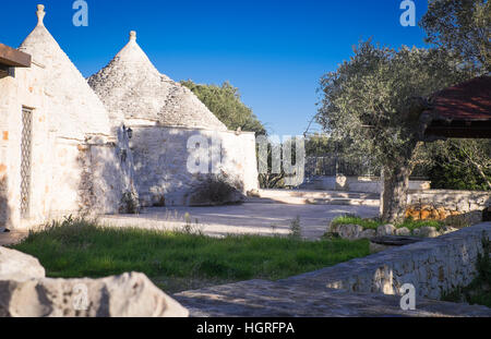 Trulli Häuser in Pulia Aeria in Süditalien Stockfoto