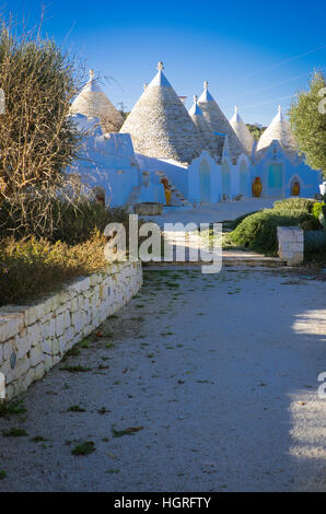 Trulli Häuser in Pulia Aeria in Süditalien Stockfoto