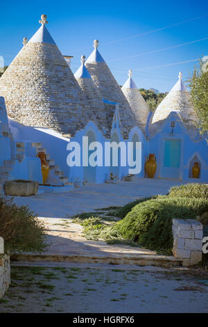 Trulli Häuser in Pulia Aeria in Süditalien Stockfoto