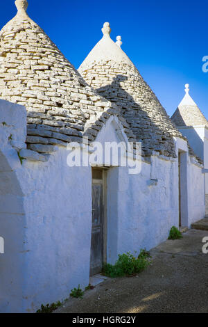 Trulli Häuser in Pulia Aeria in Süditalien Stockfoto