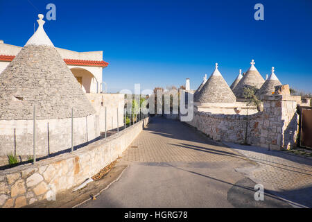 Trulli Häuser in Pulia Aeria in Süditalien Stockfoto