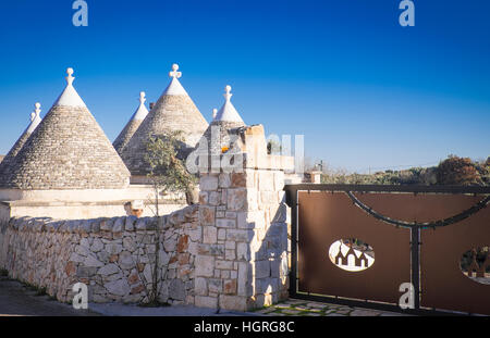 Trulli Häuser in Pulia Aeria in Süditalien Stockfoto