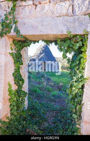 Trulli Häuser in Pulia Aeria in Süditalien Stockfoto