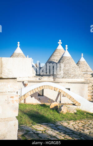 Trulli Häuser in Pulia Aeria in Süditalien Stockfoto