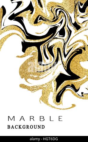 Marmorierung Textur Hintergrund. Abstrakte Marmor-Luxus-Design mit goldenen Glitzer Elemente. Vorlage für Flyer, Banner, Broschüre, Plakat, Poster, Grußkarten. Vektor-Illustration. Stock Vektor