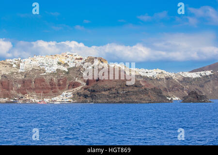 Santorin - Oia (Ia) auf den Klippen von Calera. Stockfoto