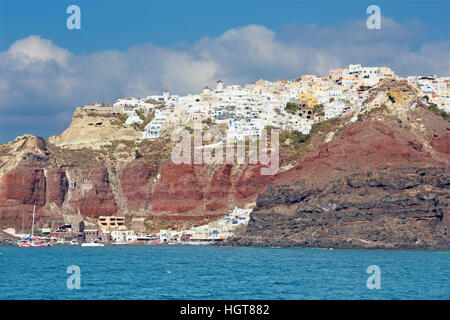 Santorin - Oia (Ia) auf den Klippen von Calera. Stockfoto