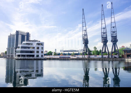 Inneren Millwall Dock wurde 1868 von von John Aird & Co eröffnet und wurde verwendet, um Handel mit Holz und Getreide. Stockfoto