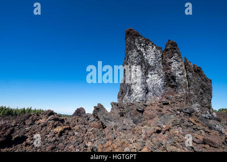 Crossing Over erstarrter Lava flow von Chinyero Vulkan Teide, Teneriffa, Kanarische Inseln, Spanien Stockfoto