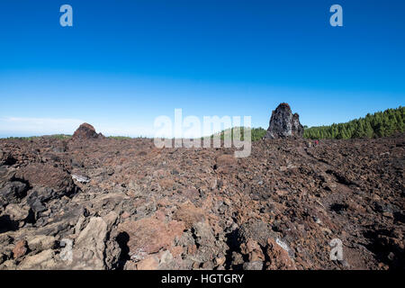 Crossing Over erstarrter Lava flow von Chinyero Vulkan Teide, Teneriffa, Kanarische Inseln, Spanien Stockfoto