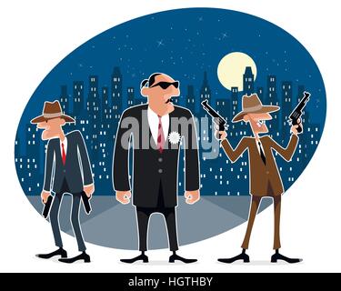 Vektor-Illustration eines drei lustige Gangster Stock Vektor