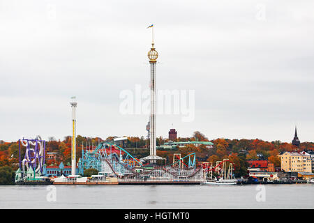 STOCKHOLM, Schweden - 17. Oktober 2013: Vergnügungspark (Grona Lund) in Stockholm, Schweden Stockfoto