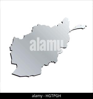 3D Vektor Afghanistan Silber Mercator Umriß Stock Vektor