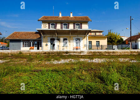 Bahnhof, Paranesti, Drama Ost Präfektur, Mazedonien, Griechenland, Europa Stockfoto