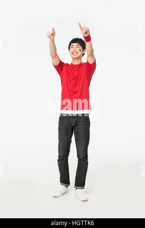 Junge koreanische Cheerleader Mann lächelnd Stockfoto