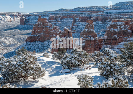 Der Colorado National Monument im Winterschnee Stockfoto