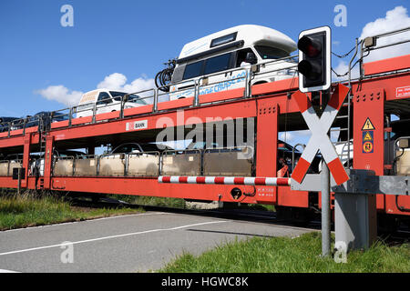 Autozug Sylt Shuttle Verbindung der Insel Sylt Mit Dem Festland, Sylt, Nordfriesische Inseln, Nordfriesland, Schleswig-Holstein, Deutschland Stockfoto